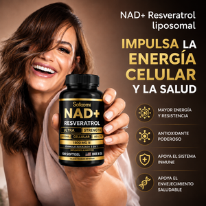 Detén el envejecimiento celular con "NAD+ Resveratrol®" Importado.